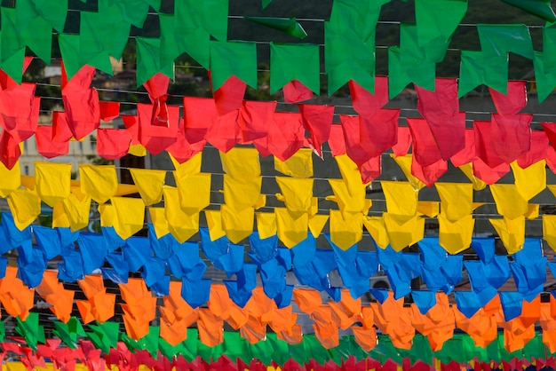 Photo saint john party colorful flags festivities that take place in june in the northeast of brazil