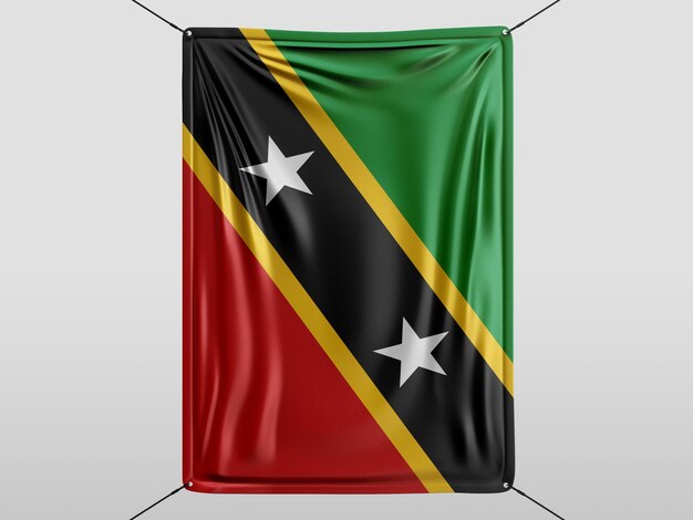 saint_kitts_and_nevis of 3D render flag Isolated and white background