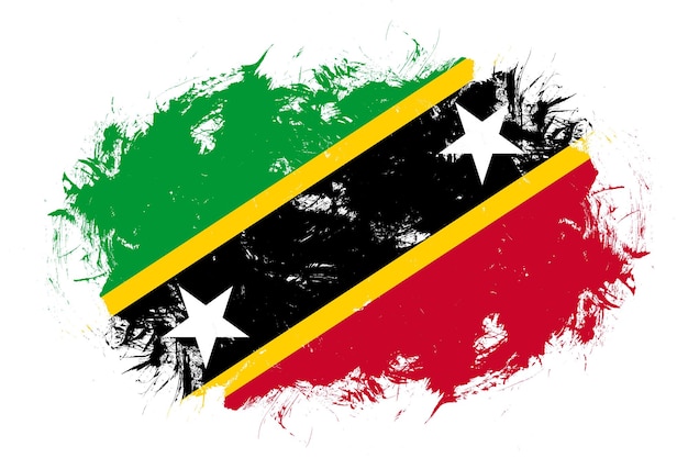 Saint kitts and nevis flag on abstract stroke brush background