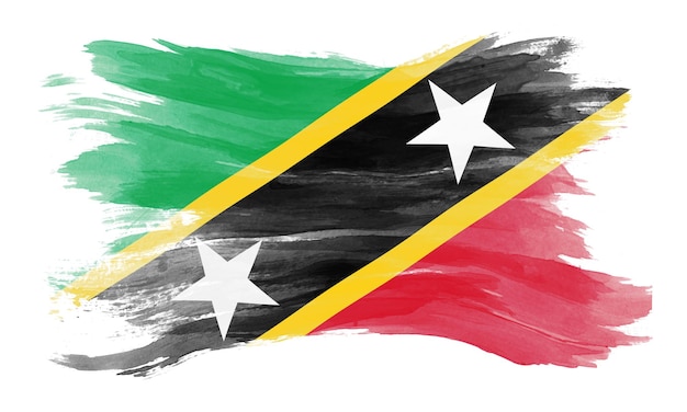 Saint Kitts and Nevis flag brush stroke, national flag on white background
