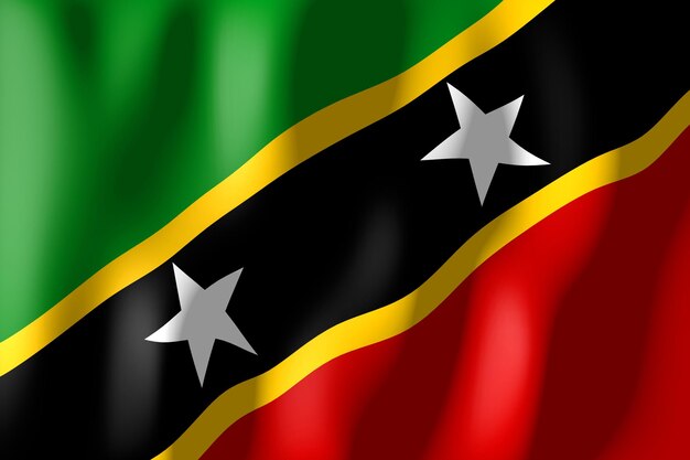 Saint Kitts and Nevis rippled country flag