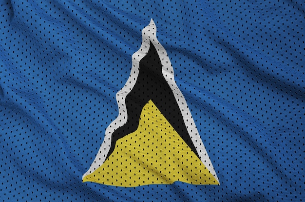 Saint Lucia flag printed on a polyester nylon sportswear mesh