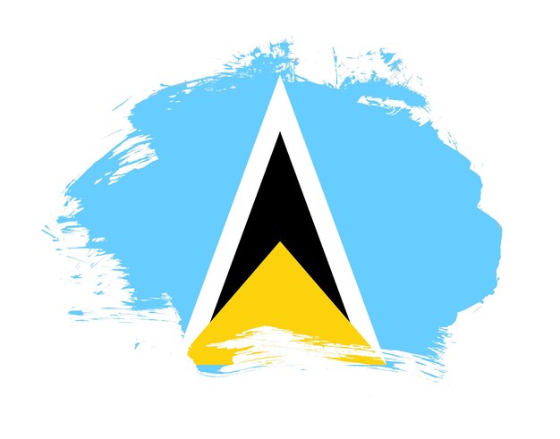 Saint lucia vlag geschilderd op minimale penseelstreek achtergrond