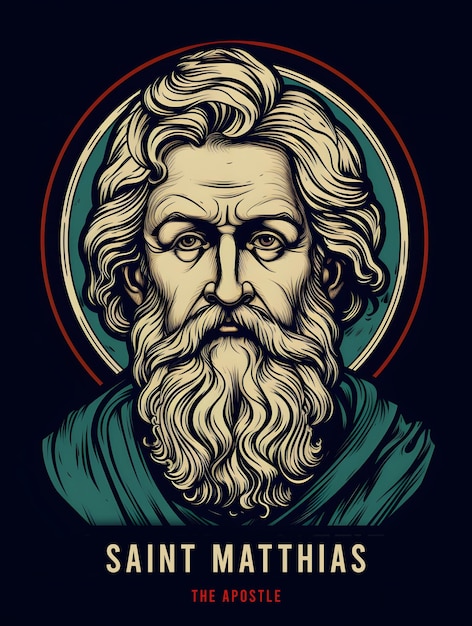 Foto saint matthias apostel van jezus christus gekleurde illustratie generatieve ai