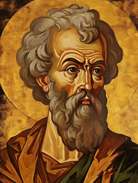 Saint Matthias Apostle of Jesus Christ Colored Illustration Generative Ai Old Painting style