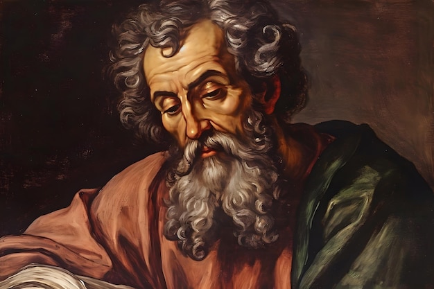 Saint Matthias Apostle of Jesus Christ Colored Illustration Generative Ai Old Painting style