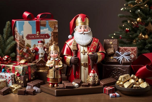 Photo saint nicholas gifts and chocolate