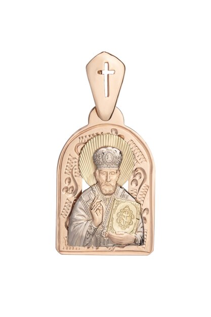 Saint Nicholas pendant gold pendant with St Nicholas isolated on white