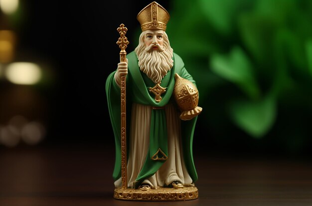 Photo saint patrick figurine in focus