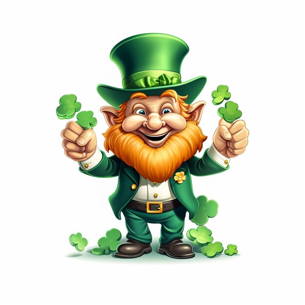 Photo saint patrick is holding the leaf in hand vector graphic illustration individually on a white background