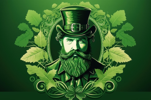 Saint Patrick's day design met klaverblad op groene achtergrond