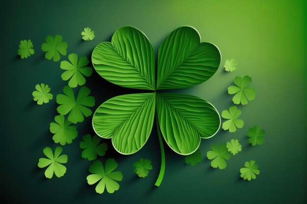 Saint Patrick's day design with clover leaf on green background