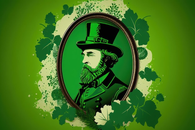 Saint Patrick's day design with clover leaf on green background