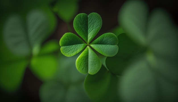 Saint Patrick's Day Single Clover Background of Space for Text.