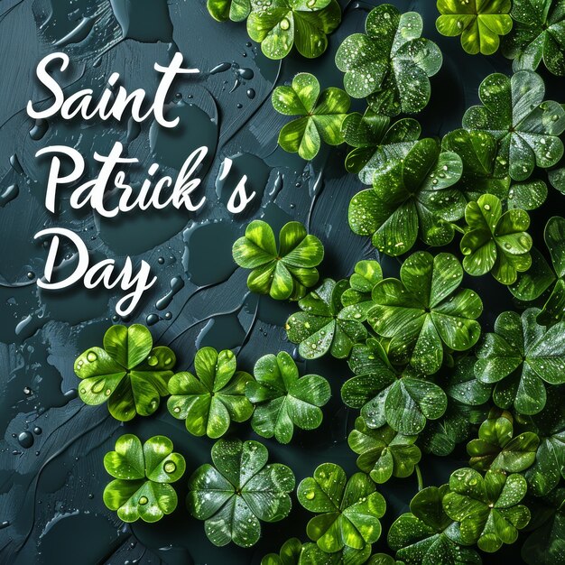 Saint Patrick39s Day background with clover leaves