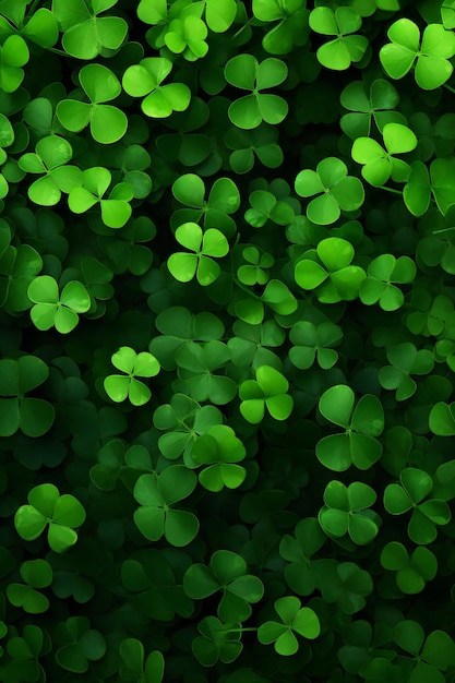 Photo saint patricks day background made of vivid shamrocks with empty copy space