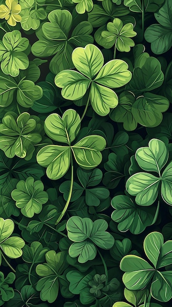 Photo saint patricks day green background green irish clover leaves pattern grass leaves ireland spring