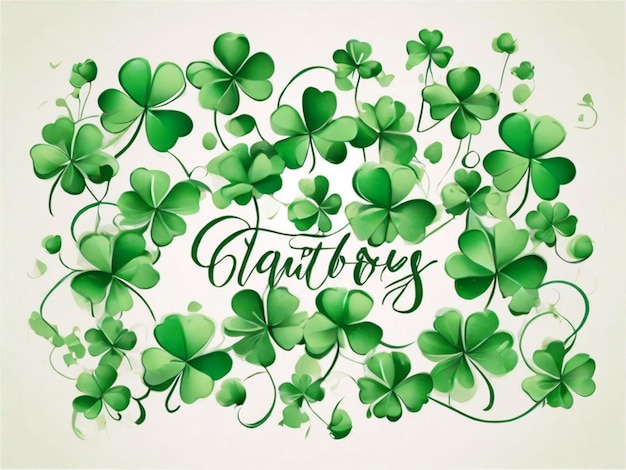 Photo saint patricks day greetings card with clover shapes and branches vector