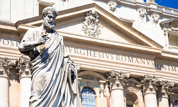 Saint Peter statue in front of Saint Peter Cathedral Rome Italy Vatican City