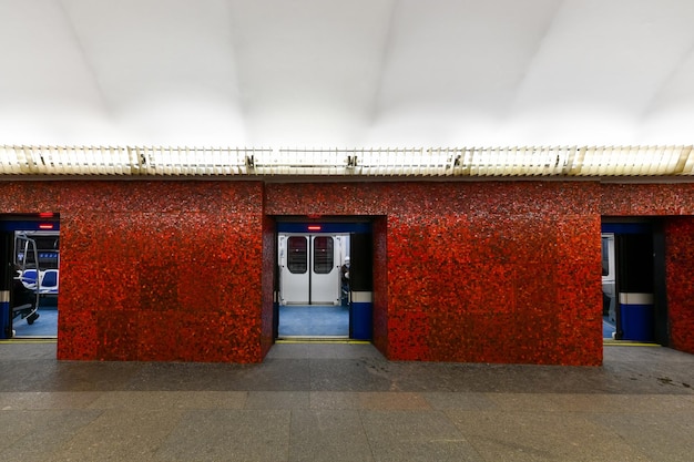 Saint Petersburg Russia Dec 25 2021 Interior of the Mayakovskaya metro station in Saint Petersburg Russia Opened on Nov 3 1967 and named after Russian poet Vladimir Mayakovsky