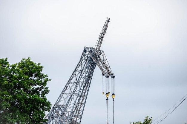 Saint Petersburg Russia July 31 2020 sea cargo crane tower