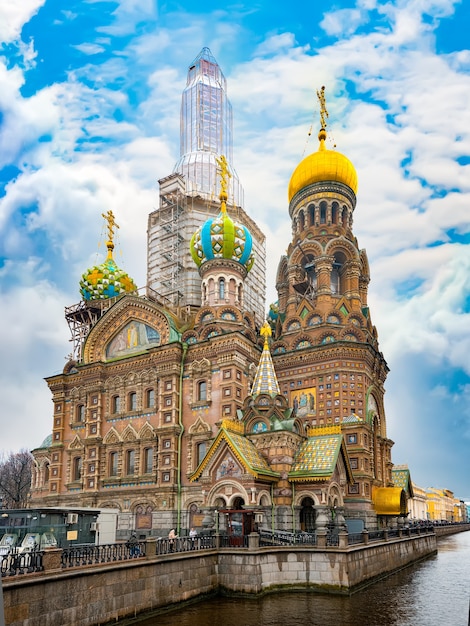 Saint Petersburg, Russia - November 03, 2019: Gribobedov's Canal. Cathedral of the Savior on Spilled Blood. Saint Petersburg. Russia.