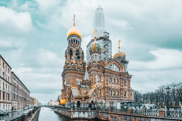 Saint Petersburg, Russia - November 03, 2019: Gribobedov's Canal. Cathedral of the Savior on Spilled Blood. Saint Petersburg. Russia.