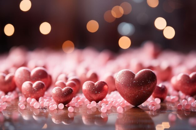 Saint valentine day greeting card bokeh blur background Generative AI