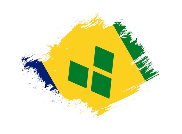 Saint vincent en de grenadines vlag met abstracte verf penseel textuur effect op witte achtergrond