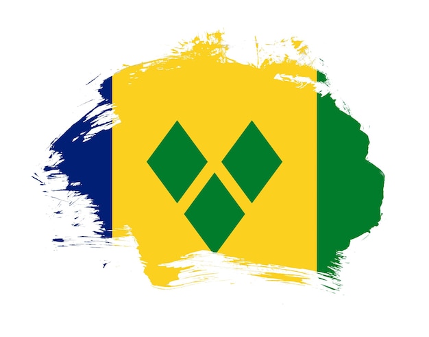 Saint vincent and the grenadines flag painted on minimal brush stroke background