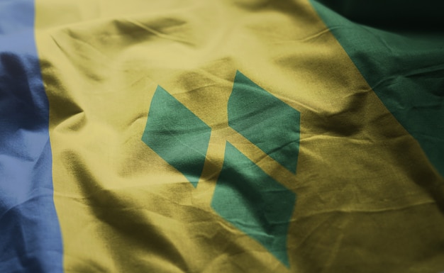 Photo saint vincent and the grenadines flag rumpled close up