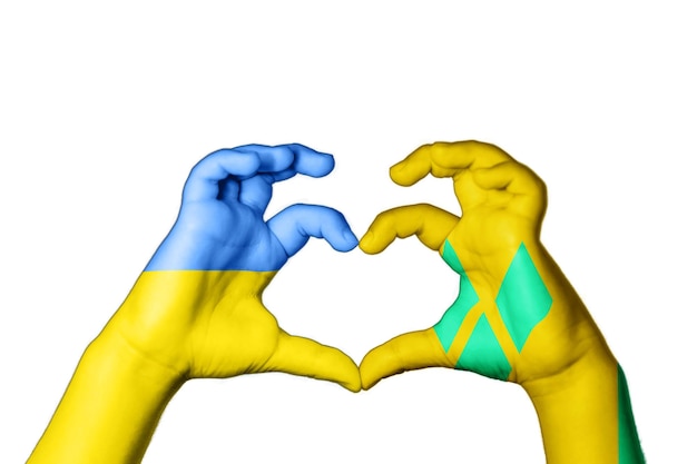 Saint Vincent and the Grenadines Ukraine Heart, Hand gesture making heart, Pray for Ukraine