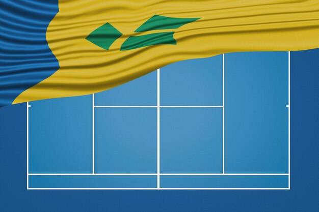 Saint vincent and the grenadines wavy flag tennis court hard court