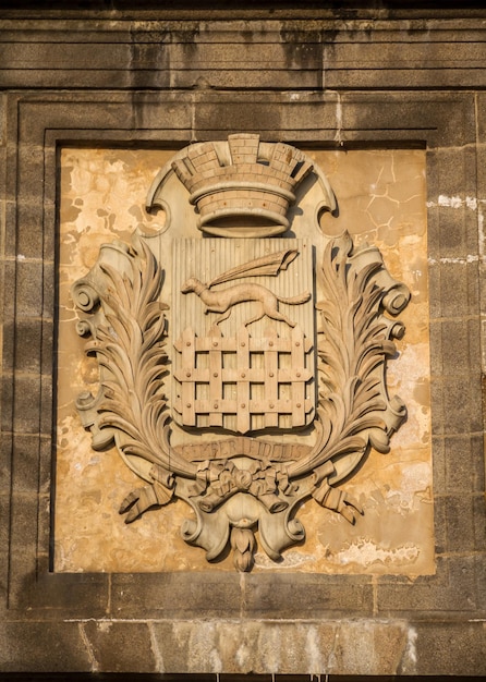 SaintMalo city coat of arms on a wall Brittany France