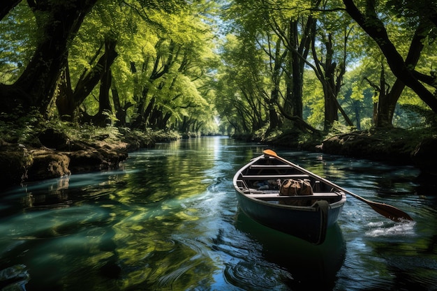 SaintMartin Canal in Paris picturesque boat ride generative IA