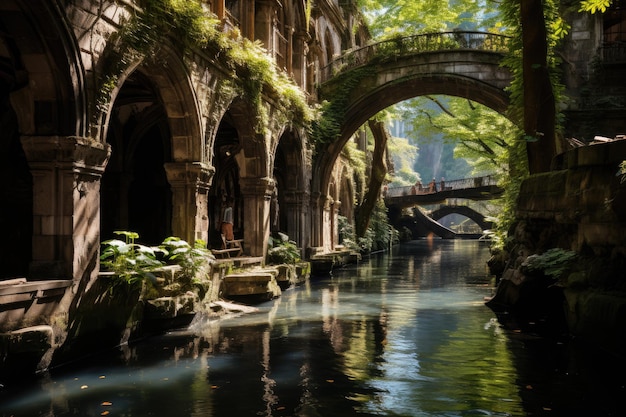 SaintMartin Canal in Paris picturesque boat ride generative IA