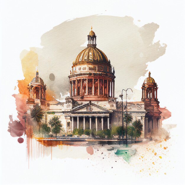 SaintPetersburg in watercolor style by Generative AI