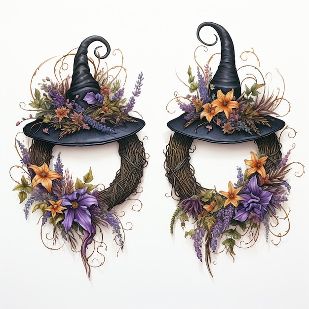 Saints'Day Wreath With And Black Decoration on Halloween