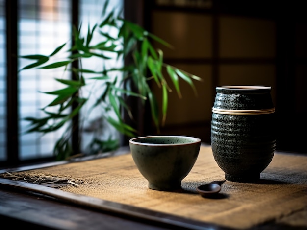 Sake gegoten in een delicaat glas AI Generation