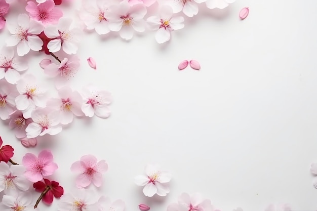 Цветение сакуры украшает нежную плоскую композицию