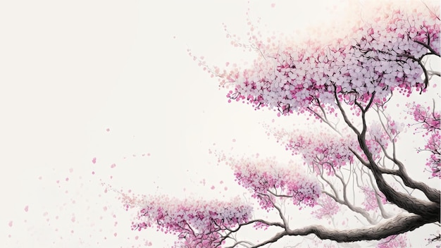 Sakura blossom branch flowers realistic japanese pink cherry or apricot floral elements fall down background Cherry blossom branch