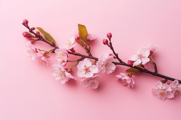 Sakura branch pink blossom season Prunus tree decoration element plant Generate Ai