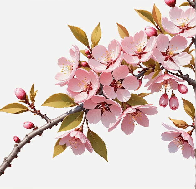 sakura branch on white background