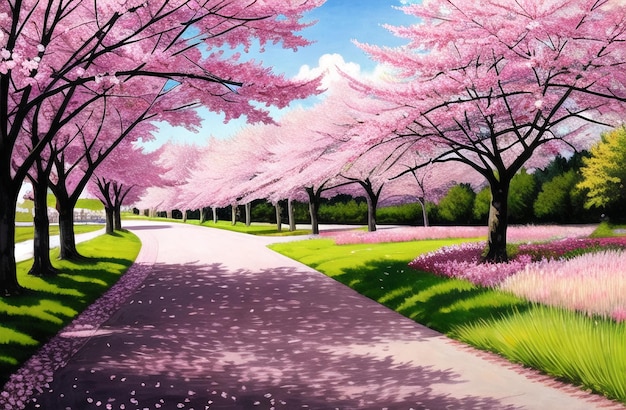 Sakura Cherry blossoms in spring Japan Ai generated spring landscape