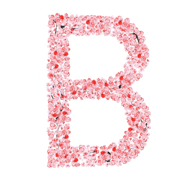 Sakura Flower Alphabet. Letter B