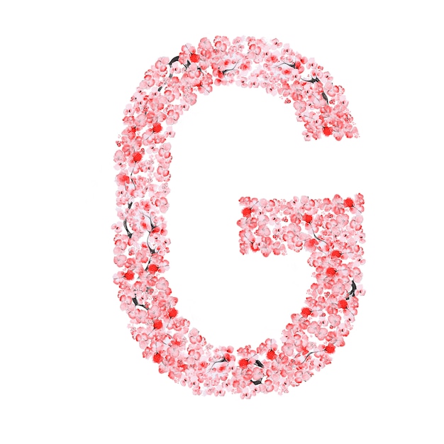 Alfabeto di fiori di sakura. lettera g