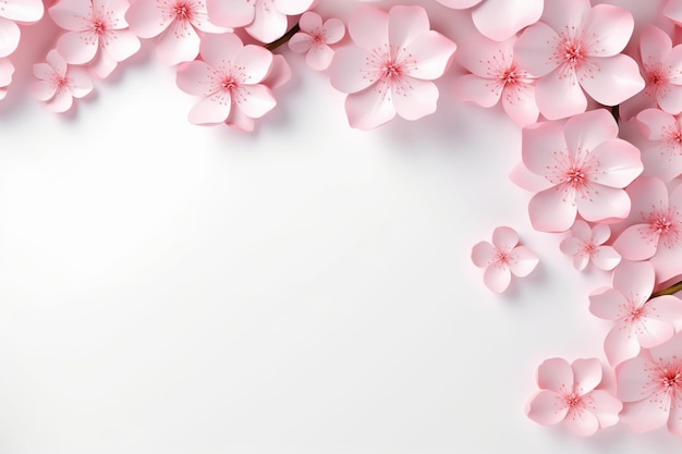 sakura flower on white background with copy space