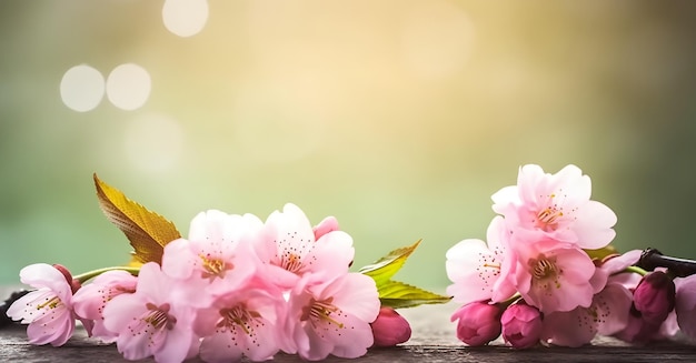 Sakura flowers or Cherry blossoms in full bloom on a pink background and backdrop copy space for text good as banner and wallpaper season greetings and other design material