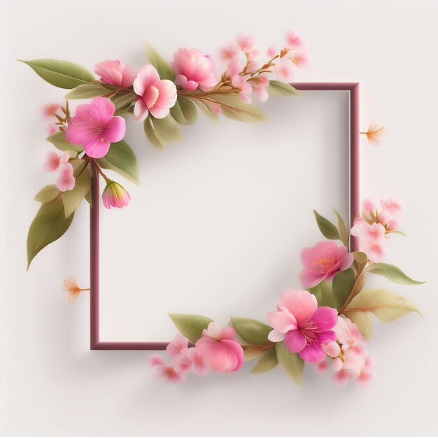 Sakura frame on white background aigenerated