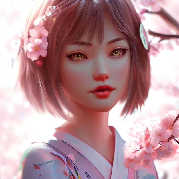 Sakura girl digiral art